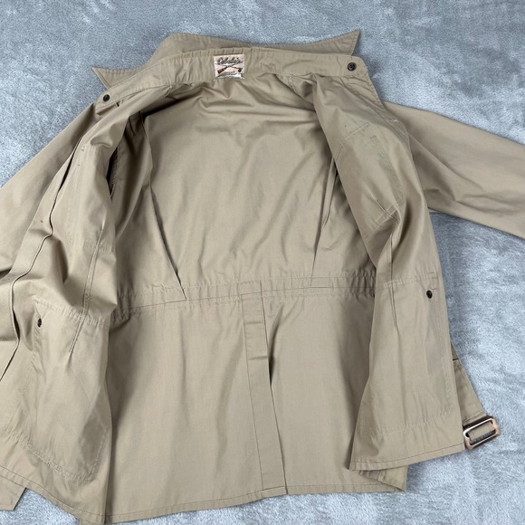 Cabelas 6-086 Hunting Fishing Safari Khaki Beige Belted Field Jacket Medium Vtg - Picture 12 of 12